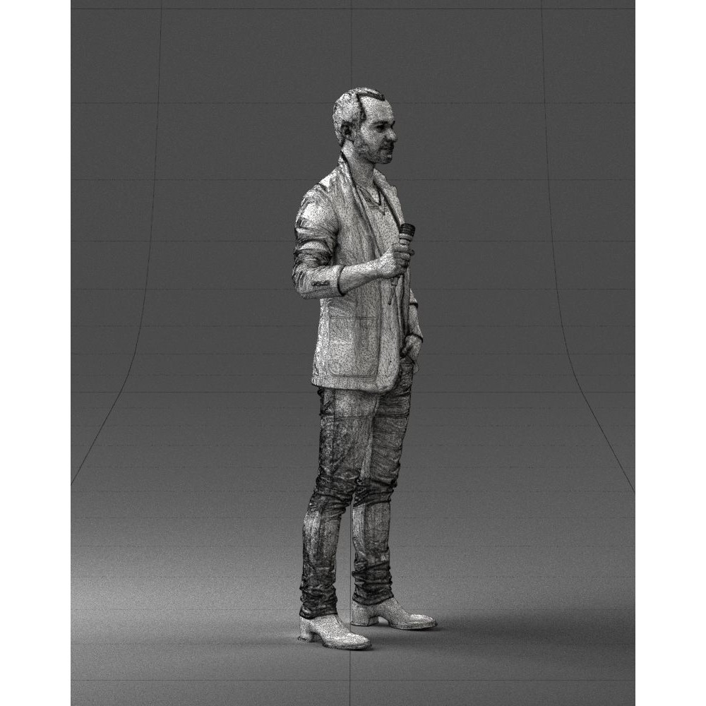 Realistic Male Character 3D Model – Full Body Scan Microphone Pose, FBX - View 13