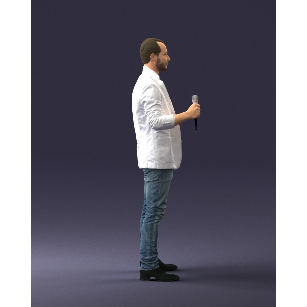 Realistic Male Character 3D Model – Full Body Scan Microphone Pose, FBX - View 14