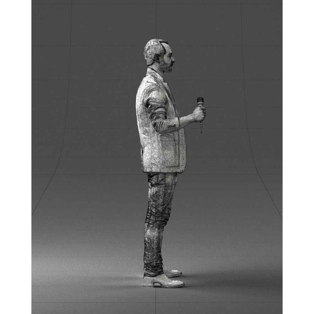 Realistic Male Character 3D Model – Full Body Scan Microphone Pose, FBX - View 16