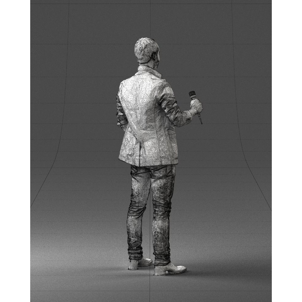 Realistic Male Character 3D Model – Full Body Scan Microphone Pose, FBX - View 19