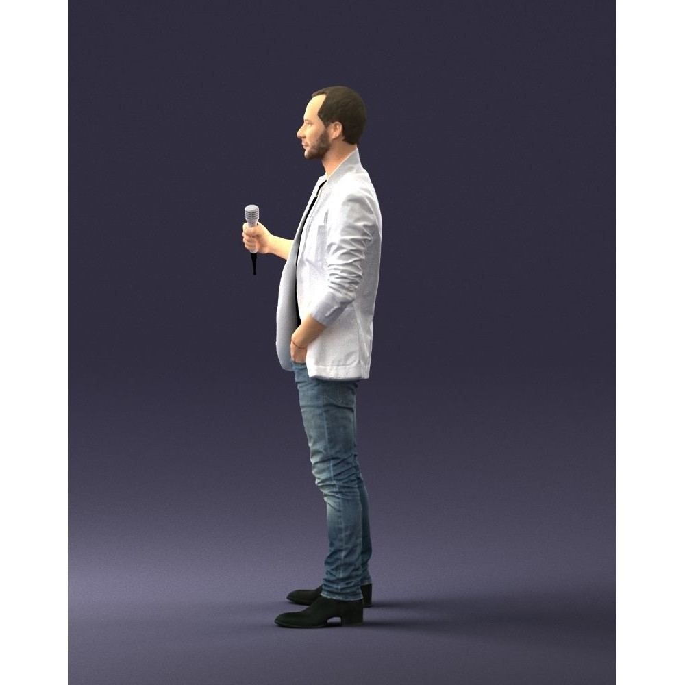 Realistic Male Character 3D Model – Full Body Scan Microphone Pose, FBX - View 26