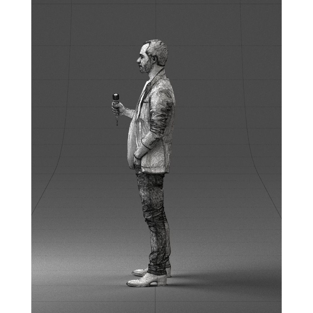 Realistic Male Character 3D Model – Full Body Scan Microphone Pose, FBX - View 28