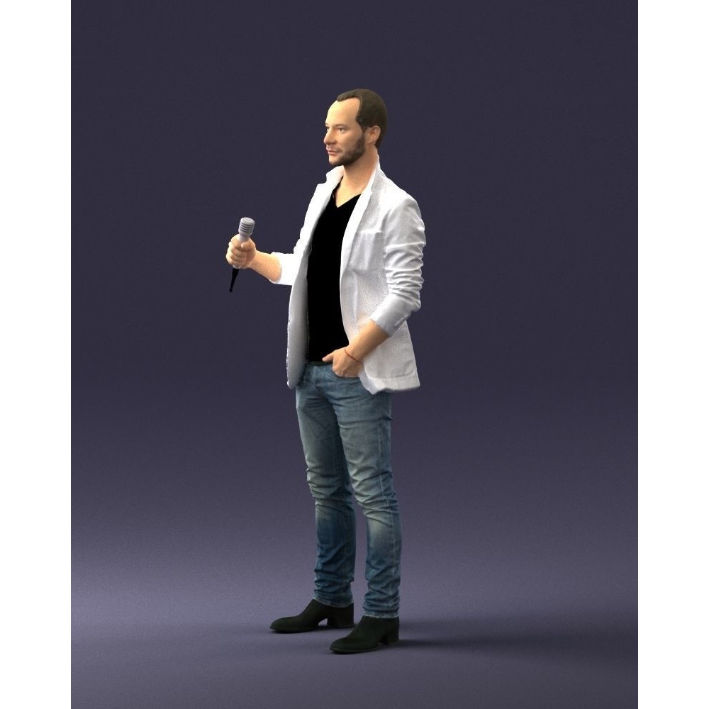 Realistic Male Character 3D Model – Full Body Scan Microphone Pose, FBX - View 29
