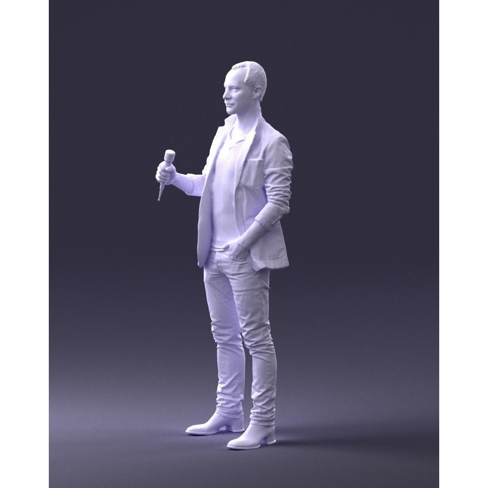 Realistic Male Character 3D Model – Full Body Scan Microphone Pose, FBX - View 30