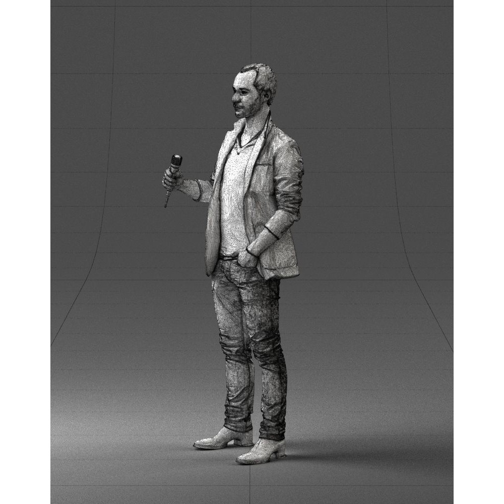 Realistic Male Character 3D Model – Full Body Scan Microphone Pose, FBX - View 31