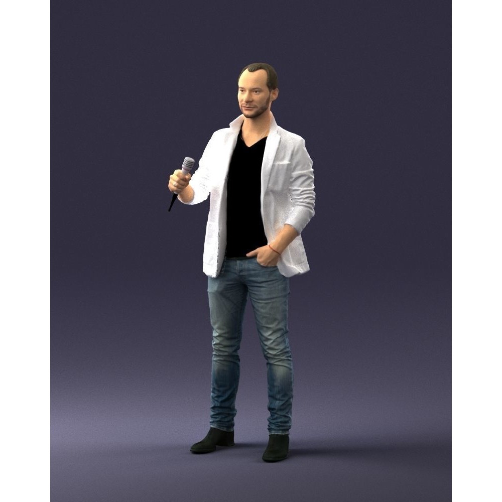 Realistic Male Character 3D Model – Full Body Scan Microphone Pose, FBX - View 32