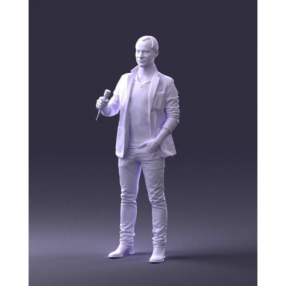 Realistic Male Character 3D Model – Full Body Scan Microphone Pose, FBX - View 33