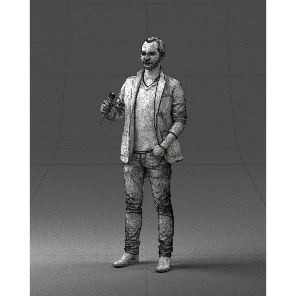 Realistic Male Character 3D Model – Full Body Scan Microphone Pose, FBX - View 34