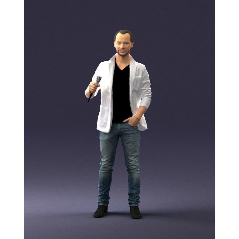Realistic Male Character 3D Model – Full Body Scan Microphone Pose, FBX - View 35