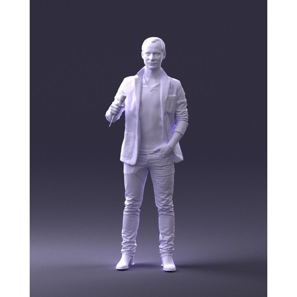 Realistic Male Character 3D Model – Full Body Scan Microphone Pose, FBX - View 36