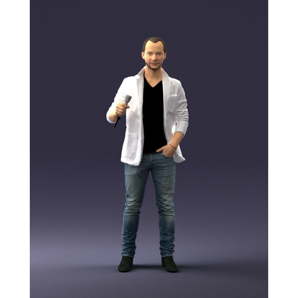 Realistic Male Character 3D Model – Full Body Scan Microphone Pose, FBX - View 38