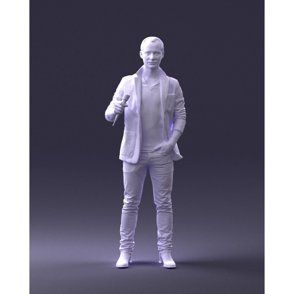Realistic Male Character 3D Model – Full Body Scan Microphone Pose, FBX - View 39