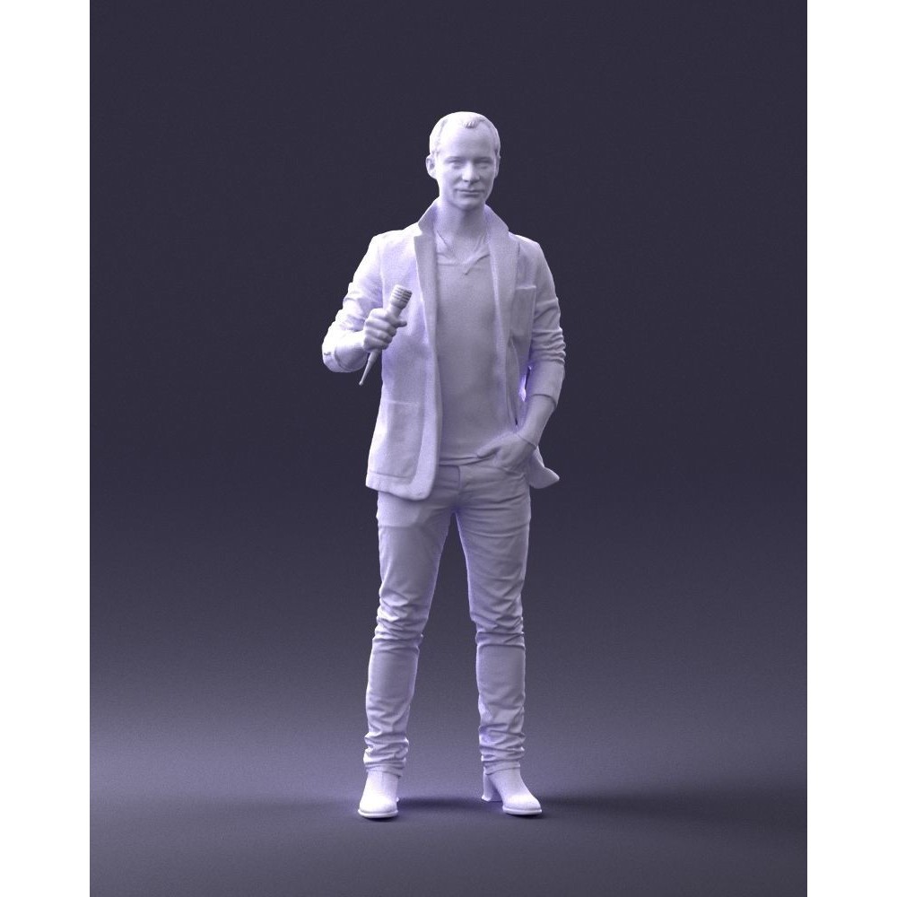 Realistic Male Character 3D Model – Full Body Scan Microphone Pose, FBX - View 6