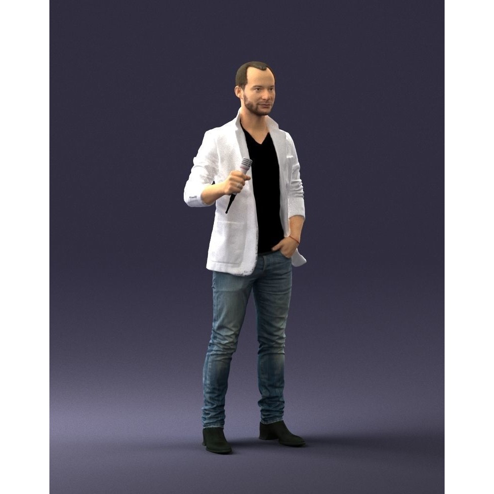 Realistic Male Character 3D Model – Full Body Scan Microphone Pose, FBX - View 8