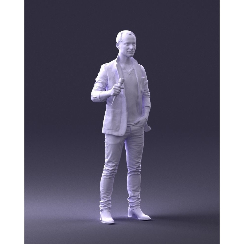 Realistic Male Character 3D Model – Full Body Scan Microphone Pose, FBX - View 9