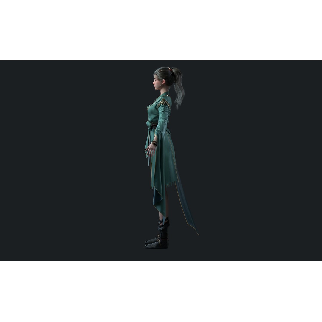 Chinese Girl 3D Model – High Poly Character with PBR Textures - View 11