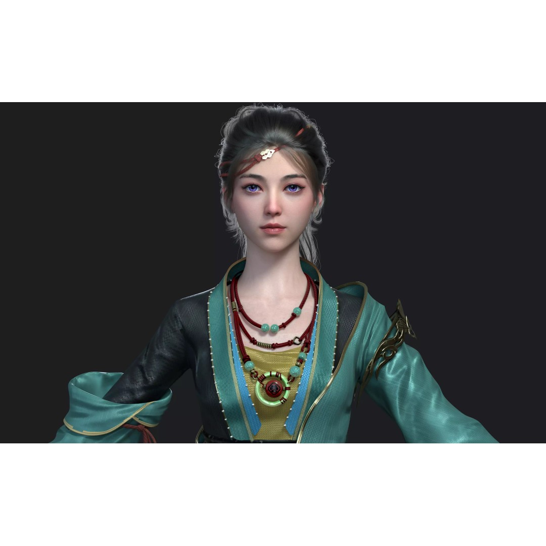 Chinese Girl 3D Model – High Poly Character with PBR Textures - View 2