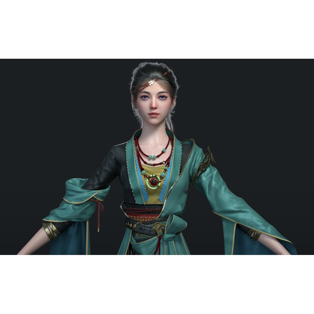 Chinese Girl 3D Model – High Poly Character with PBR Textures - View 4