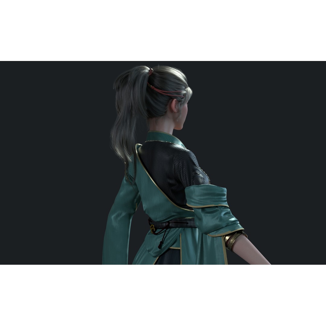 Chinese Girl 3D Model – High Poly Character with PBR Textures - View 6