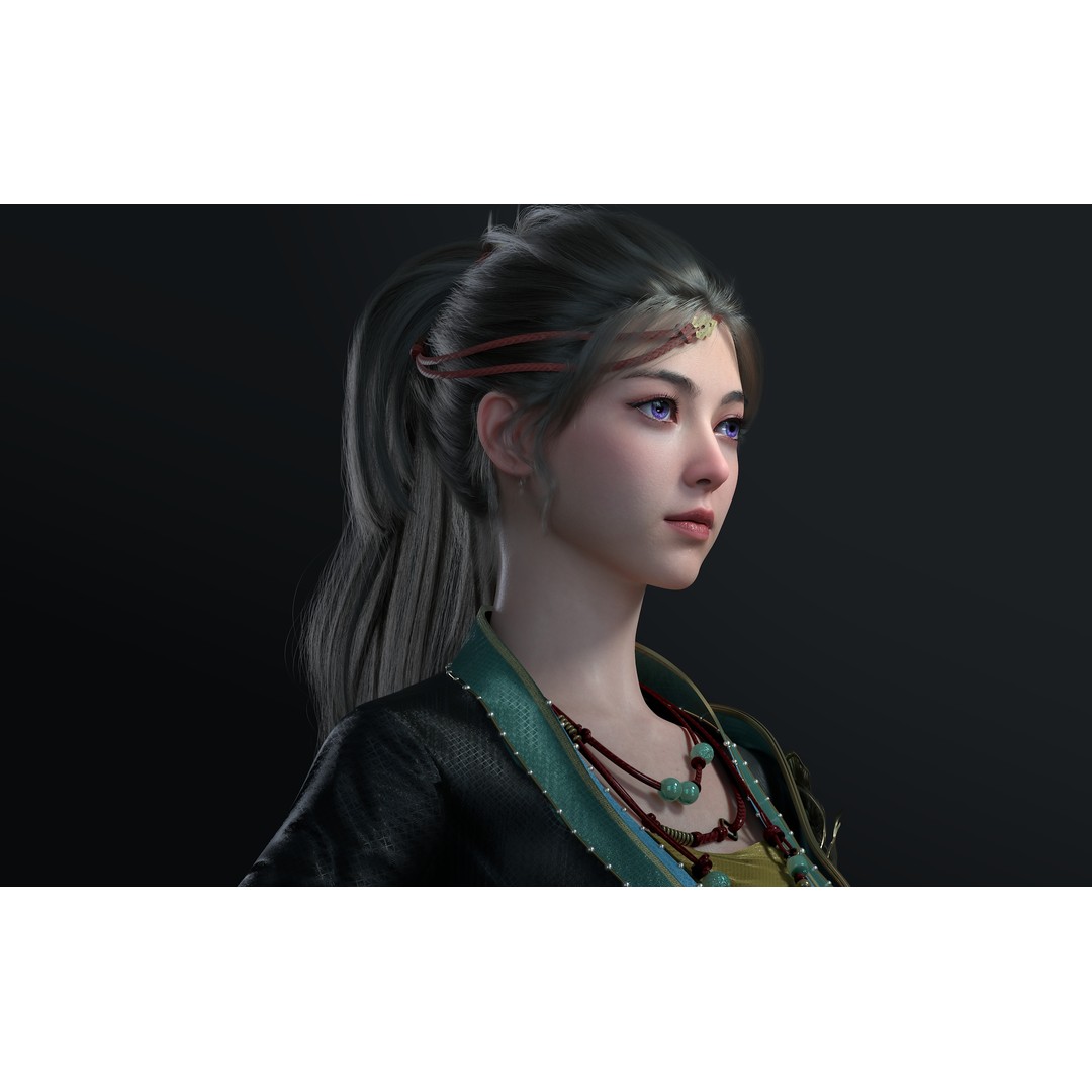Chinese Girl 3D Model – High Poly Character with PBR Textures - View 7