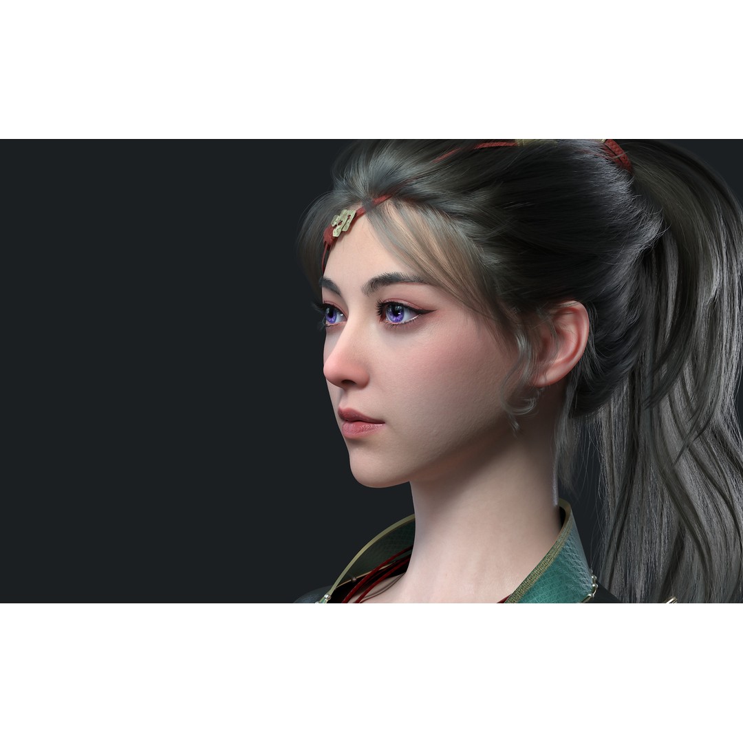 Chinese Girl 3D Model – High Poly Character with PBR Textures - View 8