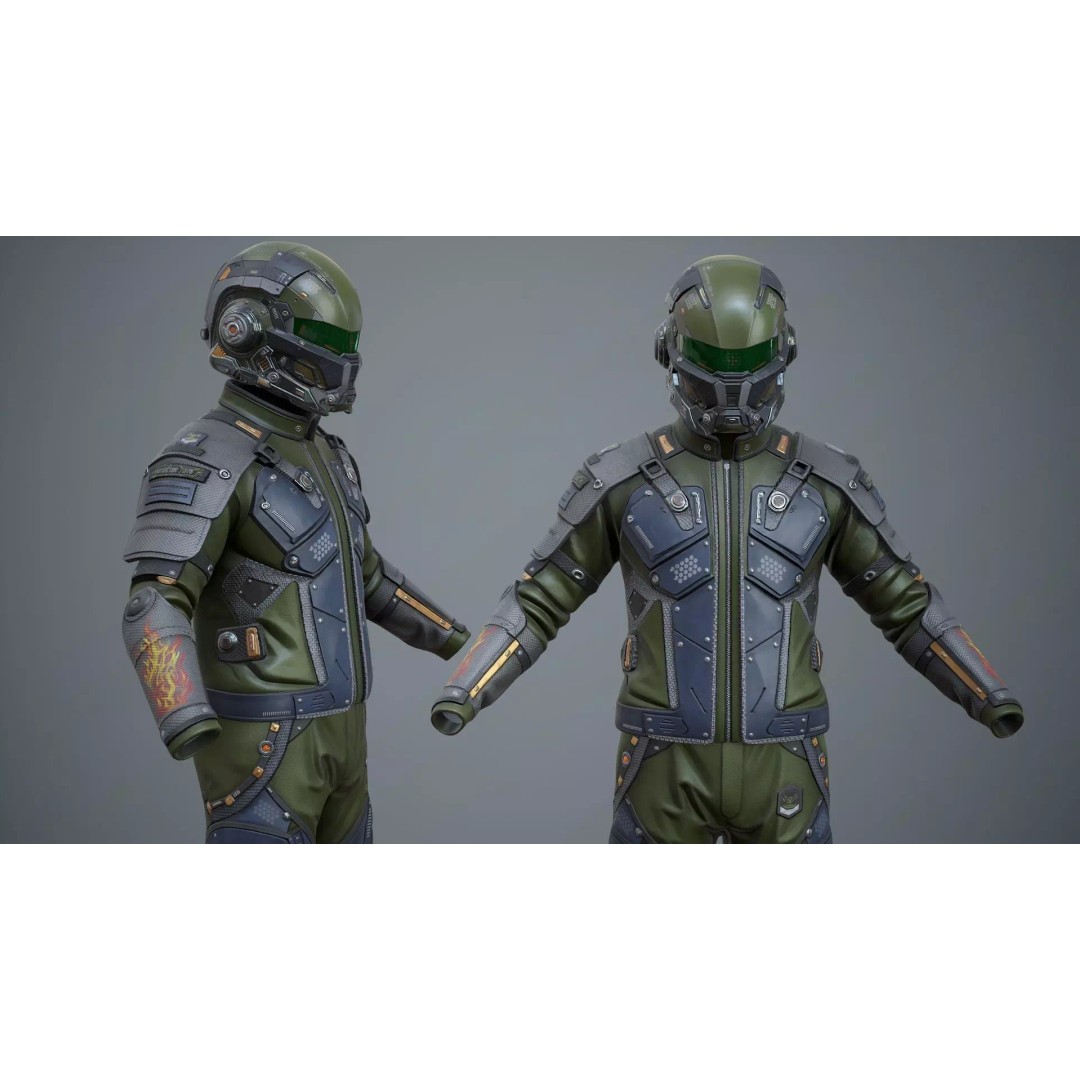 Sci-Fi Clothing 3D Model – Low-Poly Game Ready Outfit for MetaHumans - View 10