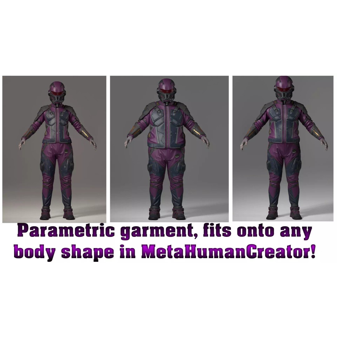 Sci-Fi Clothing 3D Model – Low-Poly Game Ready Outfit for MetaHumans - View 11