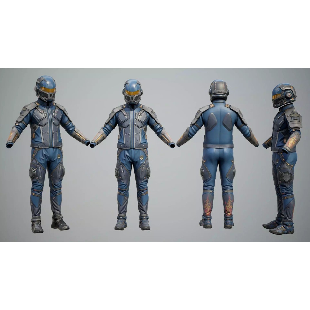 Sci-Fi Clothing 3D Model – Low-Poly Game Ready Outfit for MetaHumans - View 16