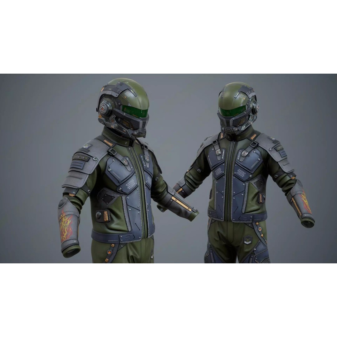 Sci-Fi Clothing 3D Model – Low-Poly Game Ready Outfit for MetaHumans - View 28