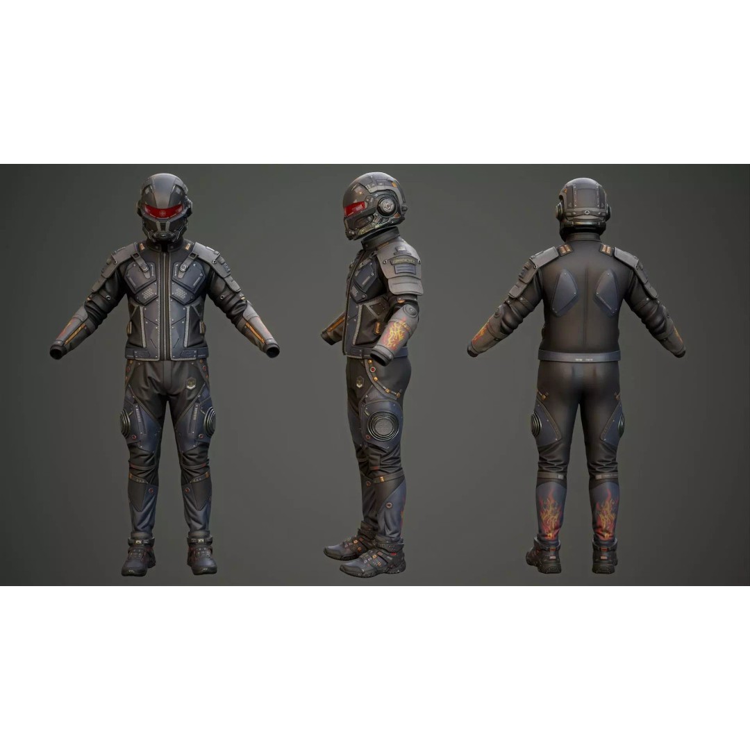 Sci-Fi Clothing 3D Model – Low-Poly Game Ready Outfit for MetaHumans - View 33