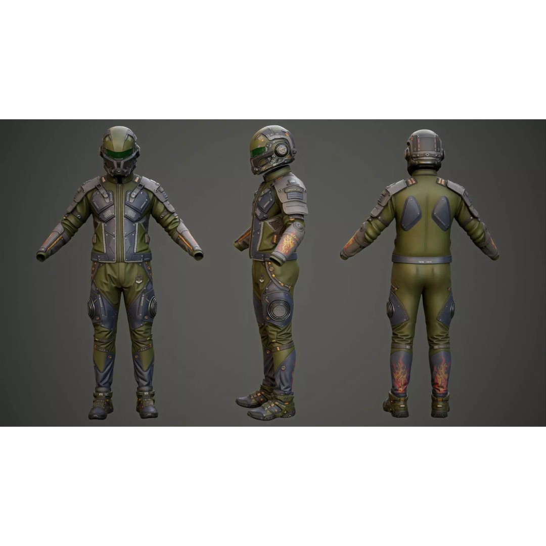Sci-Fi Clothing 3D Model – Low-Poly Game Ready Outfit for MetaHumans - View 34