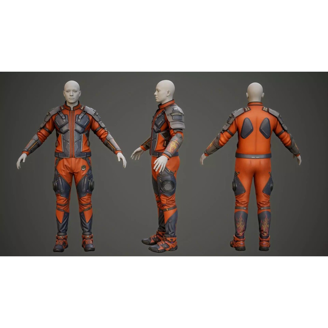 Sci-Fi Clothing 3D Model – Low-Poly Game Ready Outfit for MetaHumans - View 35