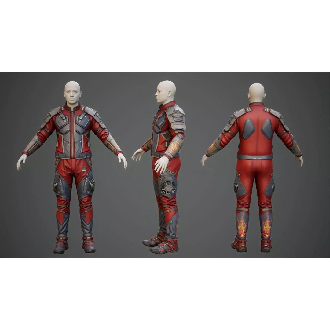 Sci-Fi Clothing 3D Model – Low-Poly Game Ready Outfit for MetaHumans - View 36