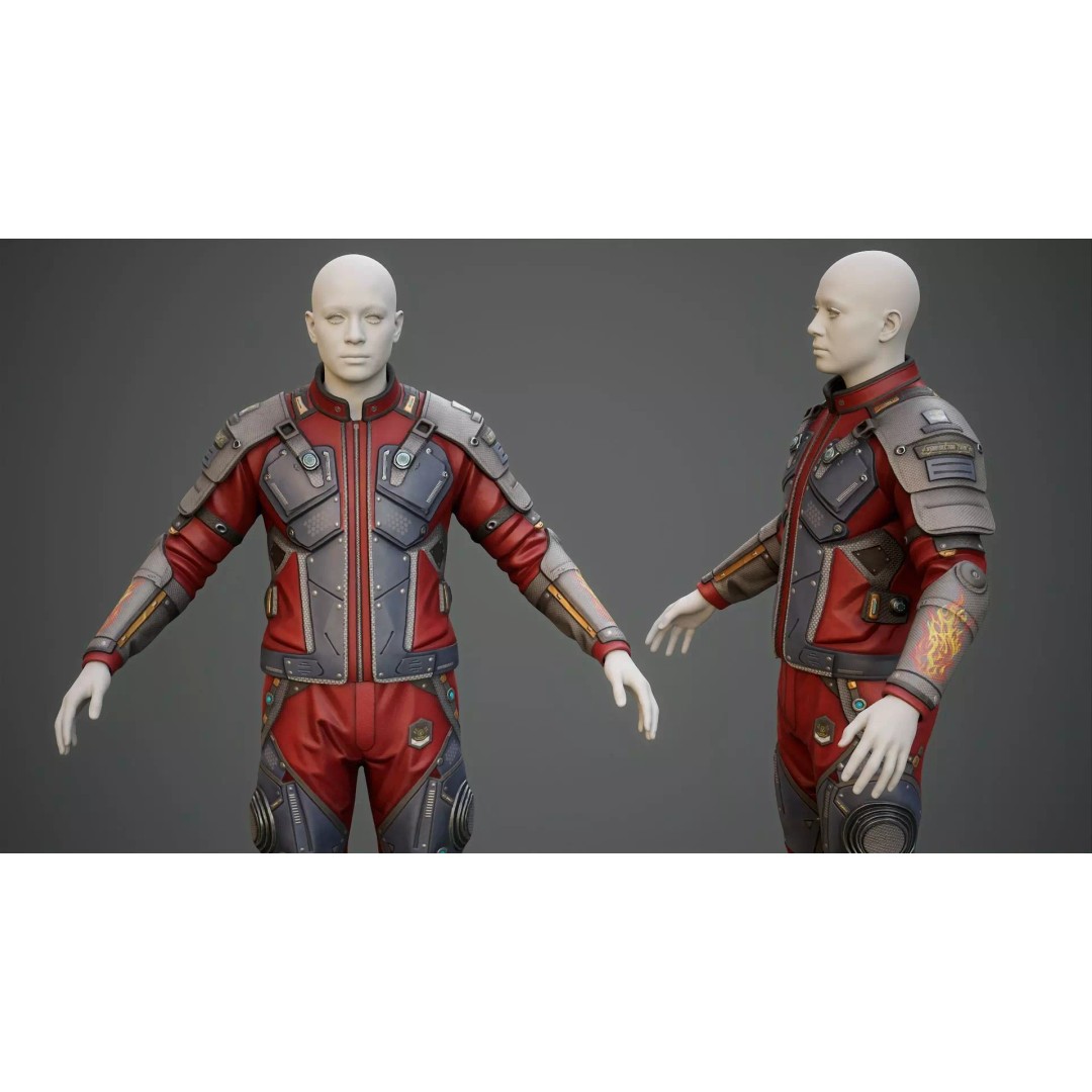 Sci-Fi Clothing 3D Model – Low-Poly Game Ready Outfit for MetaHumans - View 37