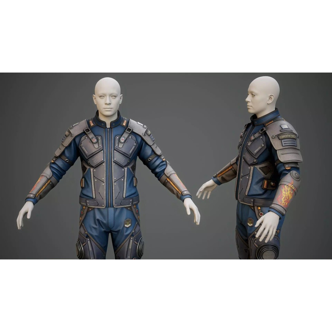 Sci-Fi Clothing 3D Model – Low-Poly Game Ready Outfit for MetaHumans - View 38