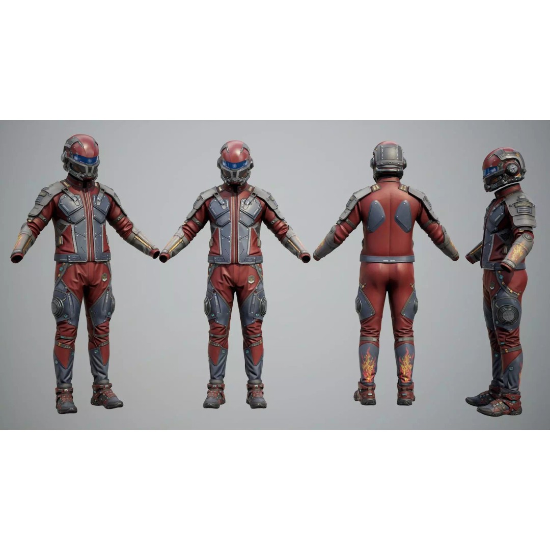 Sci-Fi Clothing 3D Model – Low-Poly Game Ready Outfit for MetaHumans - View 54