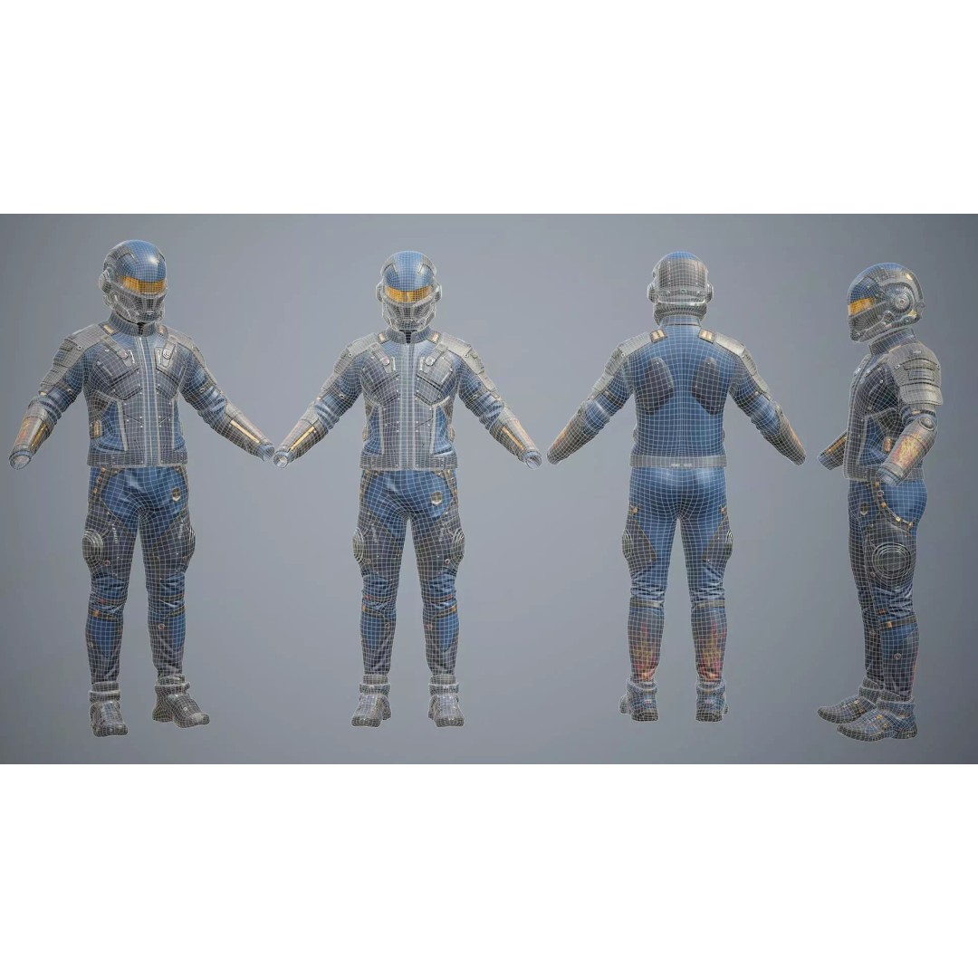 Sci-Fi Clothing 3D Model – Low-Poly Game Ready Outfit for MetaHumans - View 55