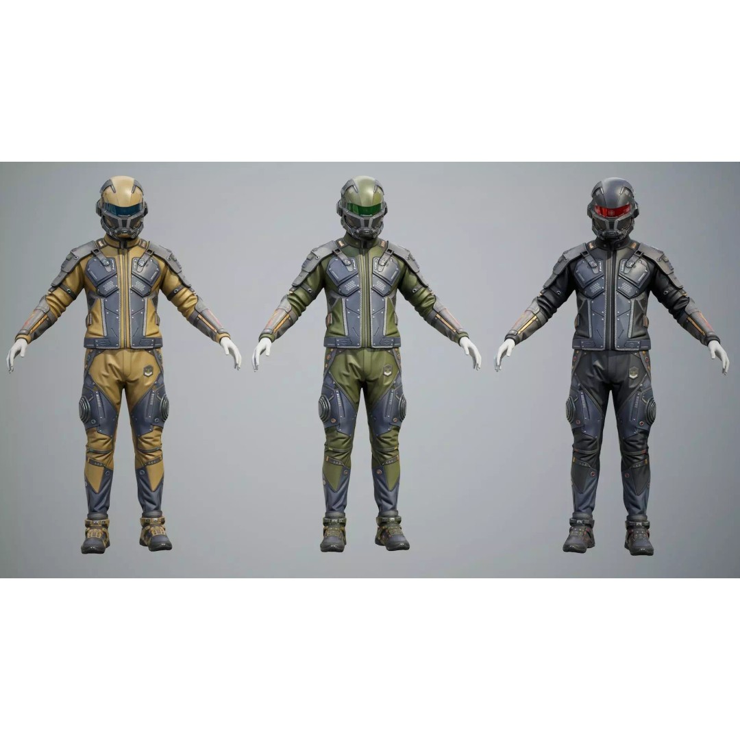 Sci-Fi Clothing 3D Model – Low-Poly Game Ready Outfit for MetaHumans - View 7