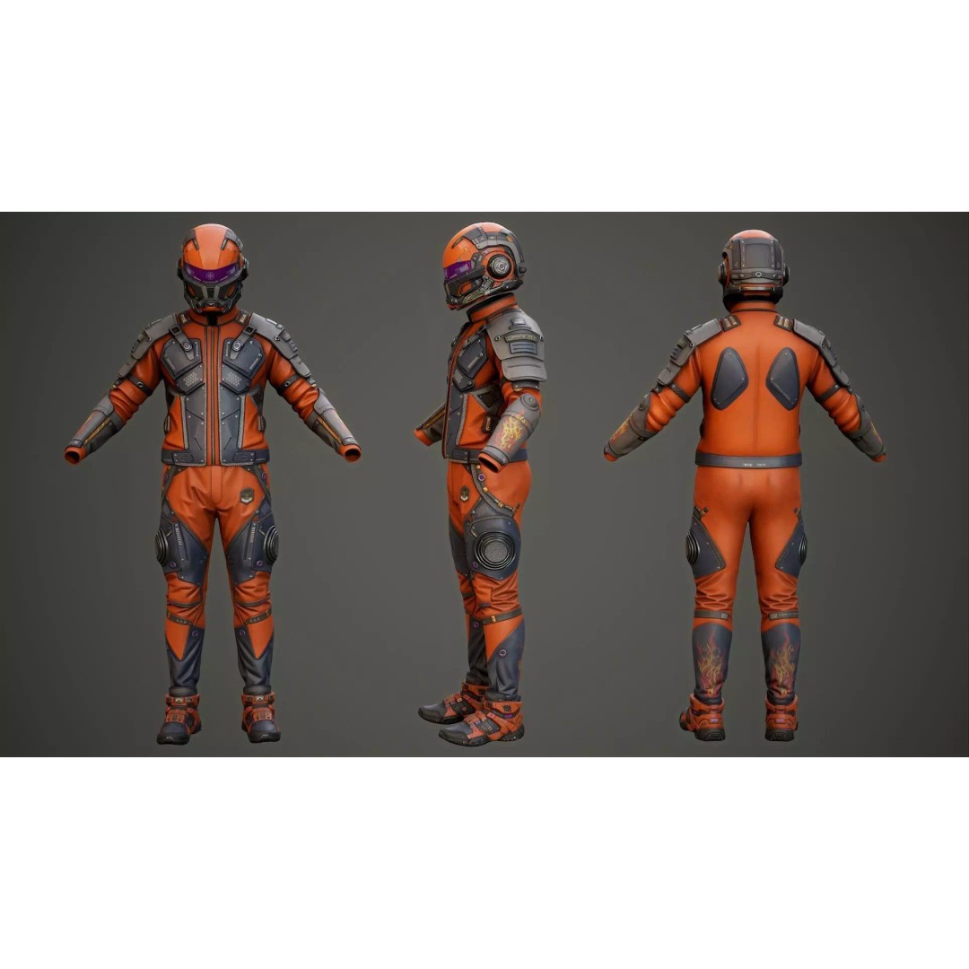 Sci-Fi Clothing 3D Model – Low-Poly Game Ready Outfit for MetaHumans - View 8