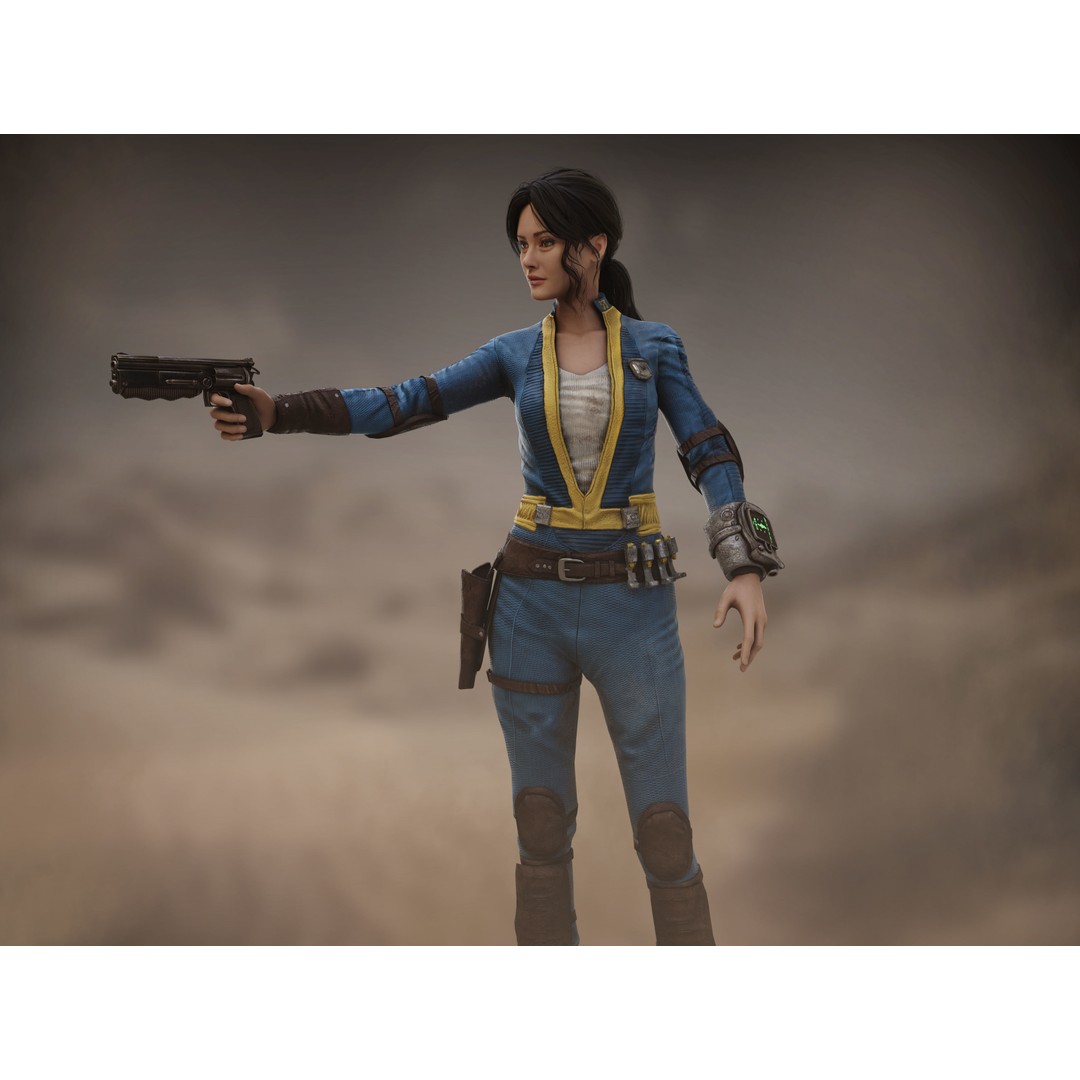 Lucy MacLean 3D Model – Low Poly Rigged Character with PBR Textures - View 9