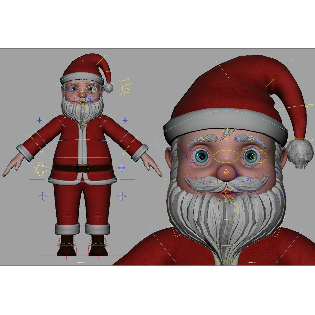 Cartoon Santa Claus 3D Model – Rigged Character for Animation, FBX