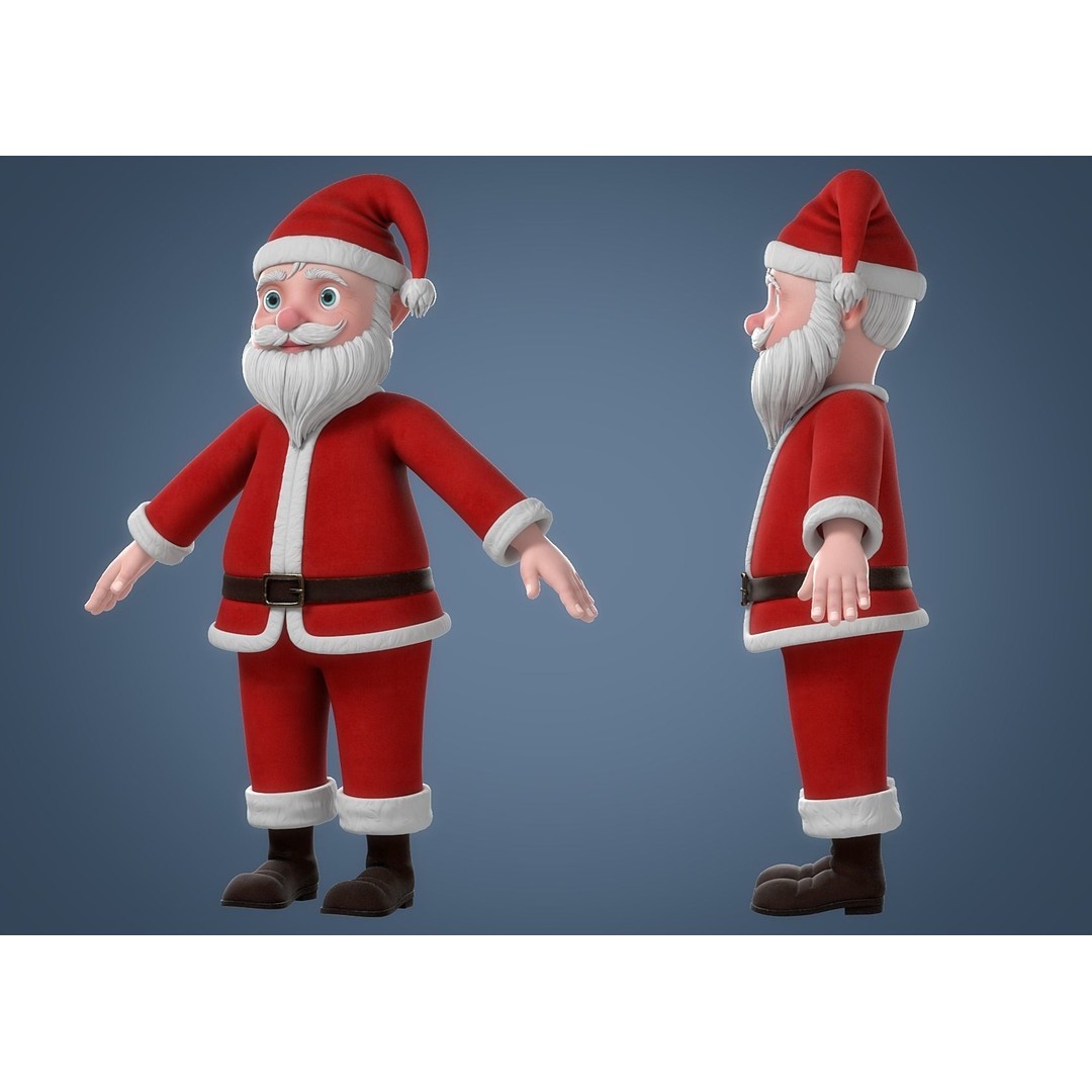 Cartoon Santa Claus 3D Model – Rigged Character for Animation, FBX - View 13