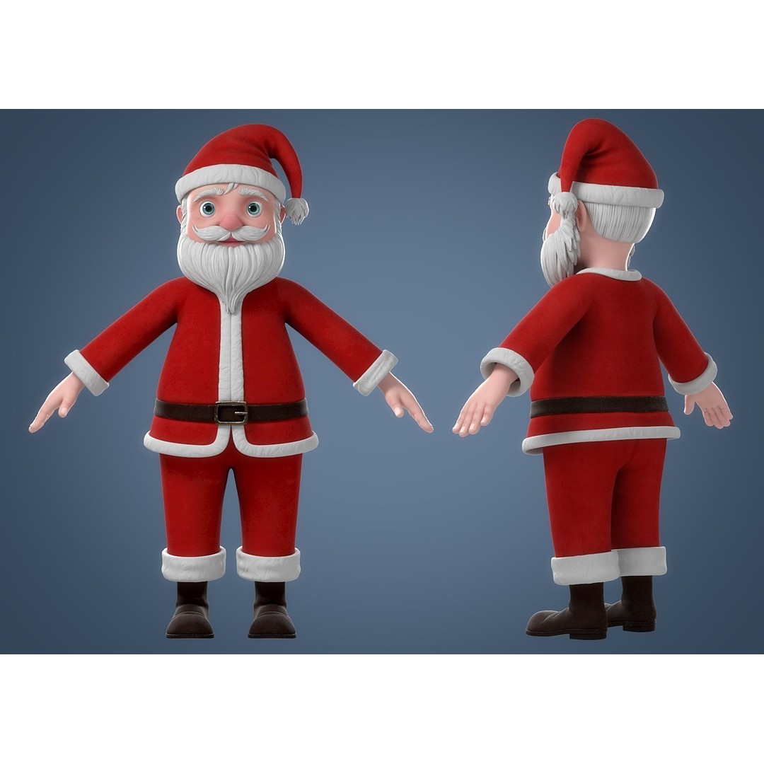 Cartoon Santa Claus 3D Model – Rigged Character for Animation, FBX - View 15