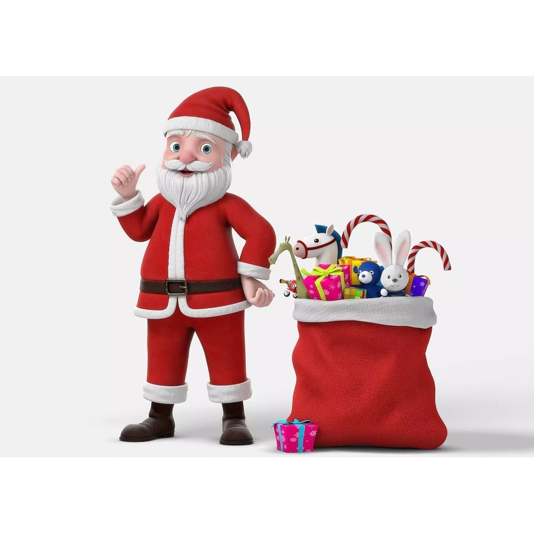 Cartoon Santa Claus 3D Model – Rigged Character for Animation, FBX - View 2