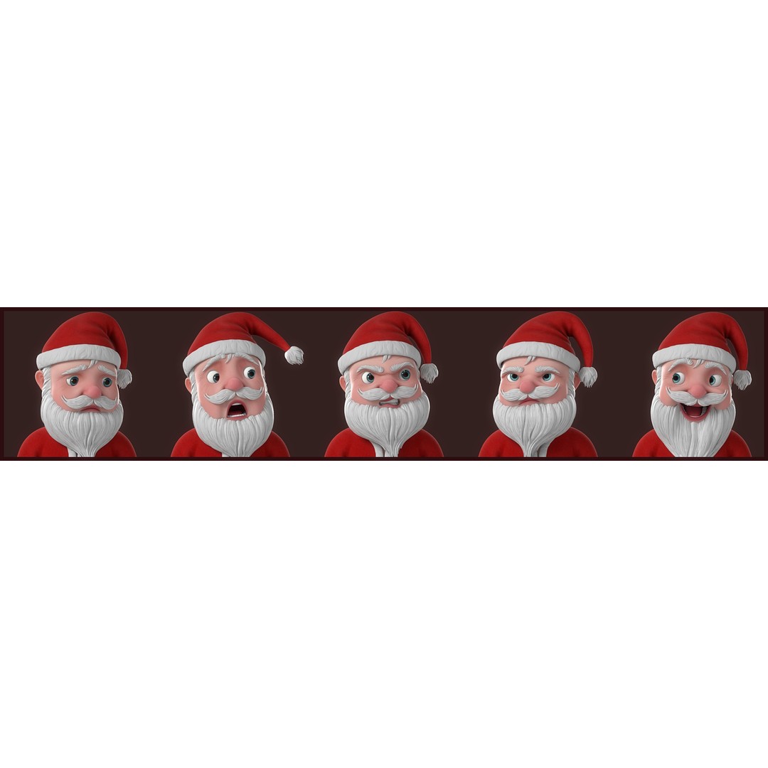 Cartoon Santa Claus 3D Model – Rigged Character for Animation, FBX - View 3