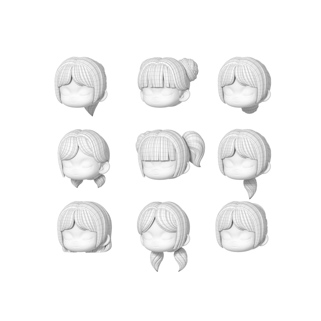 Chloe Modular Hair 3D Model – Low Poly Stylized Character Asset, FBX - View 6