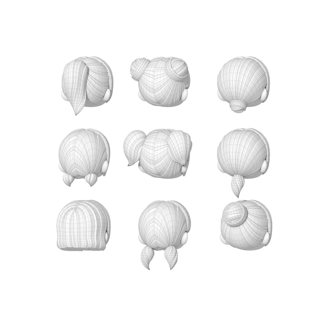 Chloe Modular Hair 3D Model – Low Poly Stylized Character Asset, FBX - View 7