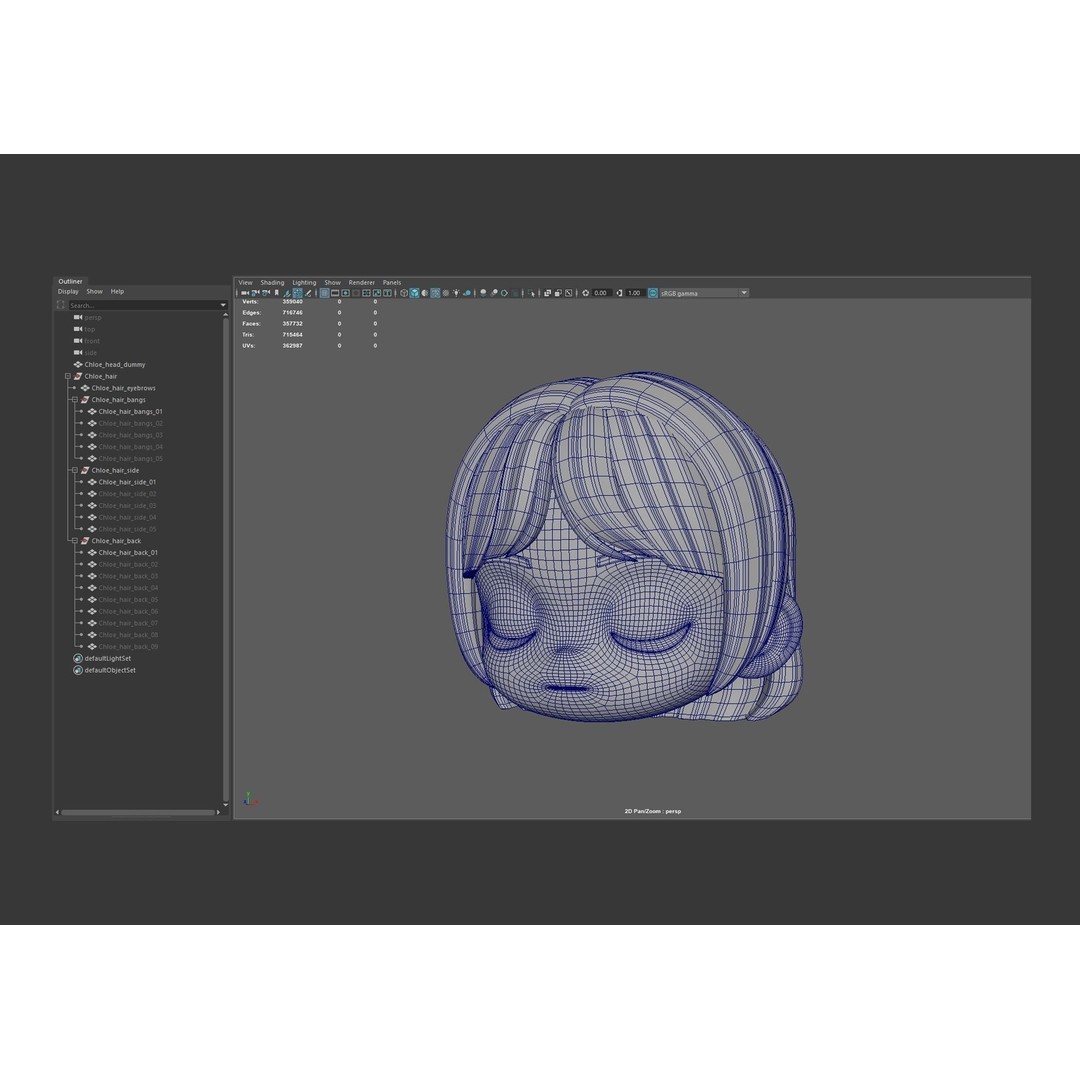 Chloe Modular Hair 3D Model – Low Poly Stylized Character Asset, FBX - View 9