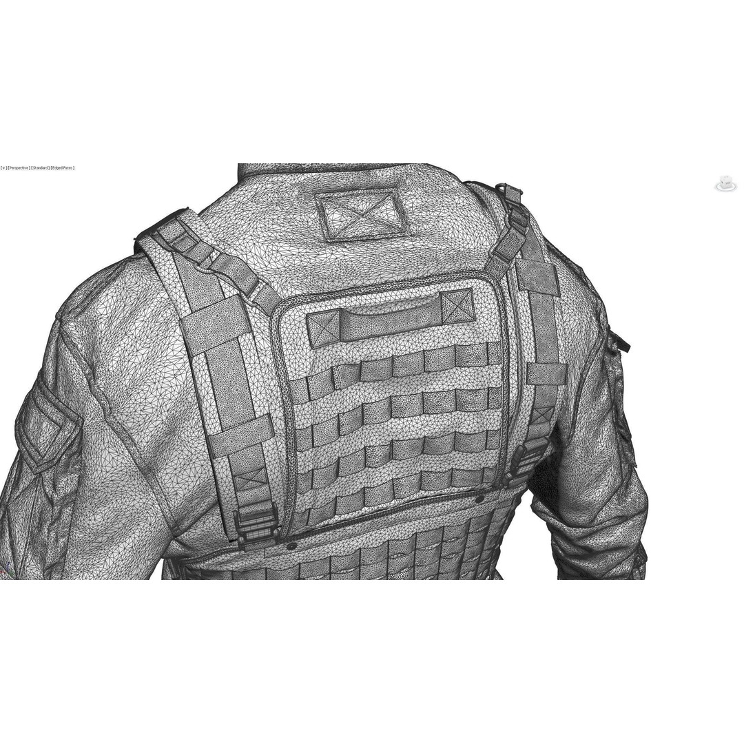 Soldier Outfit 3D Model – Marvelous Designer Tactical Clothing, FBX - View 10
