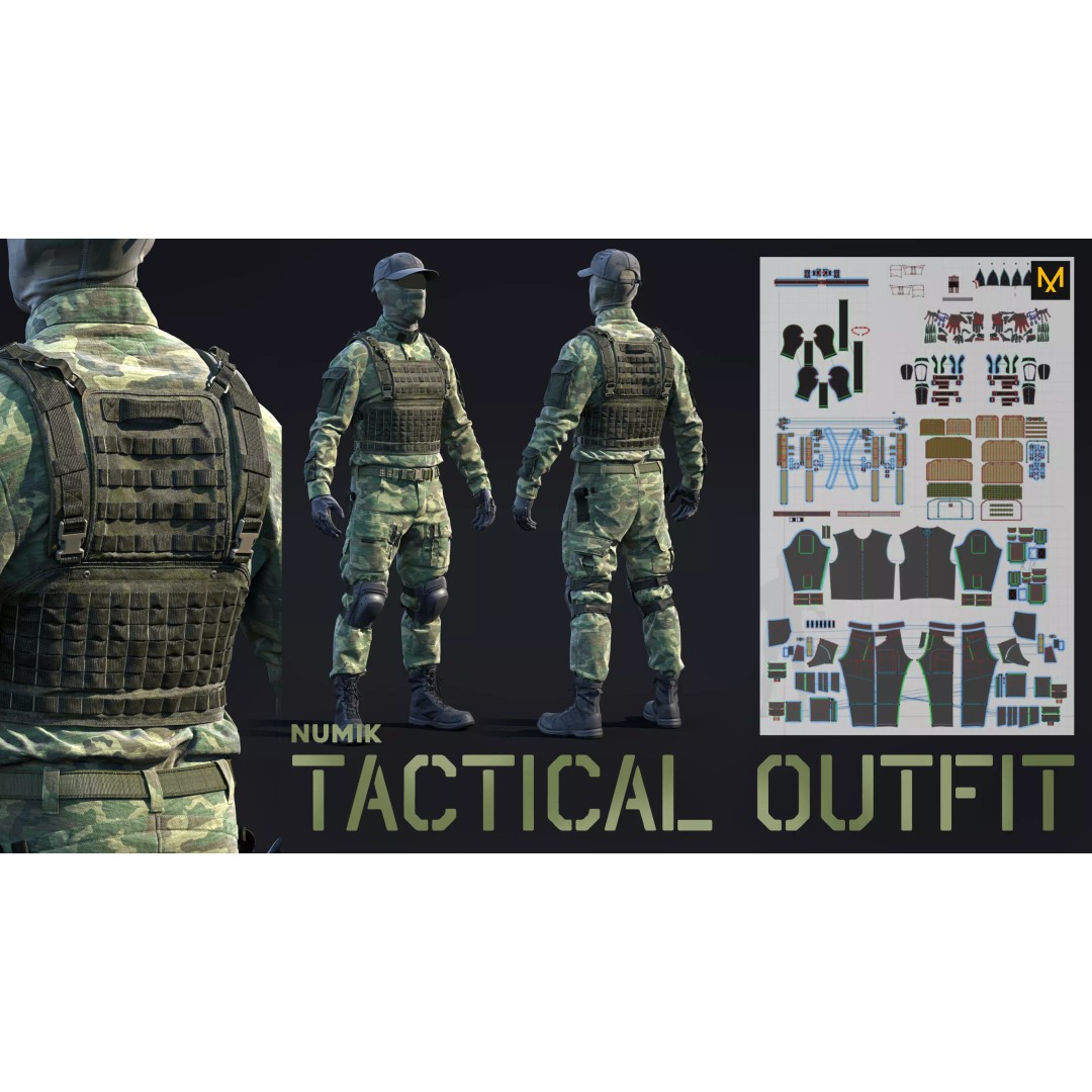 Soldier Outfit 3D Model – Marvelous Designer Tactical Clothing, FBX - View 2